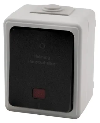 Produktbild von Feuchtraum Heizungs Hauptschalter McPower "Taff", 250V/10A, IP44, AP, grau