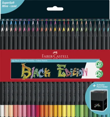 Image de Faber-Castell Crayons de couleur triangulaires Black Edition 50 pièces pour papier foncé