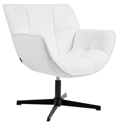 Produktbild von BELIANI Sessel Weiß Stoff Drehbar Metallgestell Retro Design Drehsessel Loungesessel Clubsessel Stoffsessel für Wohnzimmer Schlafzimmer Flur