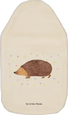 Produktbild von Mr. & Mrs. Panda Wärmekissen Igel Herzen - Weiß - Geschenk, Bettflasche, bettwärmflasche, Wärmflasche, Vertrauen, Plüsch, Liebe, Leben, Lustige Sprüche, Herz