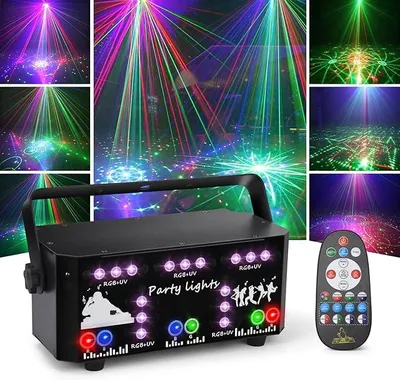 Obrázek produktu pro Diskotékové osvětlení s dálkovým ovládáním, kompatibilní s DMX, světelné efekty ovládané hudbou, stroboskop, projektor pro DJ, RGB LED světlo pro párty, vhodné pro Halloween, Vánoce a kluby (WRSL23)