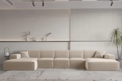 Produktbild von Wohnlandschaft U-Form CELES PREMIUM XL in Stoff Opera Velvet Sand