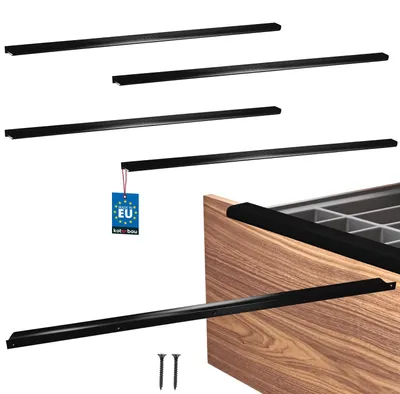 Image de KOTARBAU® Lot de 4 poignées de meuble pour armoires, 800 mm, noir mat (ZnAl), poignées à visser par l'arrière, poignées de chant, poignées de tiroirs, cuisine moderne