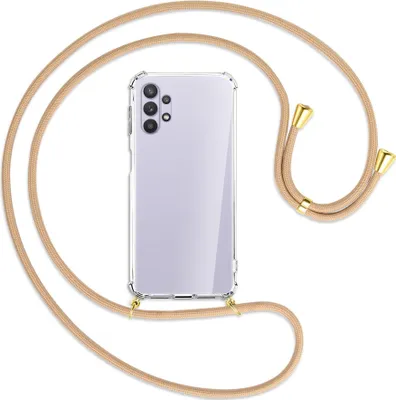 Produktbild von Handykette Backcover-Schutzhülle mit Band (Metall goldfarben) für Samsung Galaxy A32 5G - beige