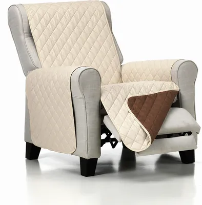 Produktbild von BELMARTI Zweifarbig Sesselüberwürf Sesselschoner Hergestellt in Spanien (Beige / Braun, 1 Sitzer)