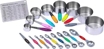 Produktbild von Ziva Luxus Edelstahl Messlöffel und Tassen Set (18-teilig)