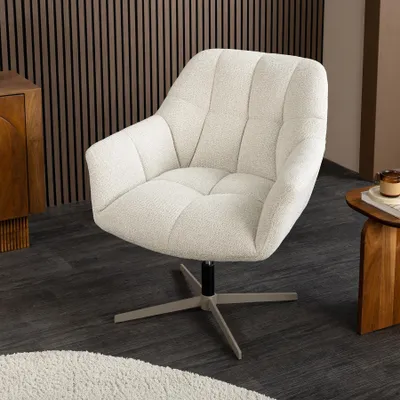 Produktbild von riess-ambiente Sessel PAPILLON beige schwarz Chenille Metall 360° höhenverstellbar drehbar