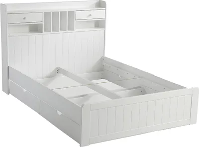 Produktbild von Bett mit Ablagen - 140 × 190 cm - Weiß - MEDERICK