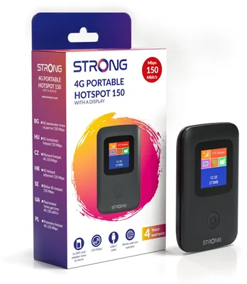 Produktbild von Strong 4GMIFI150CD, Mobilfunknetz-Modul, Schwarz, Tragbar, Akkustand, WLAN, 802.11b, 802.11g, Wi-Fi 4 (802.11n), 150 Mbit/s