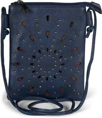 Produktbild von styleBREAKER Damen Mini Bag Umhängetasche mit Cutouts in Ethno Blumen Form und Nieten, Schultertasche, Handtasche, Tasche 02012304