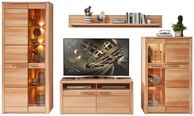 Produktbild von Wohnwand NATURE ONE FF82 - 4-teilig - Front Kernbuche Massivholz
