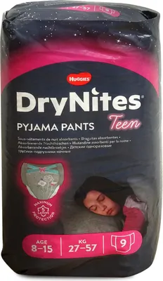 Produktbild von Huggies DryNites Pyjama Pants, Mädchen, Hosenwindel, 27 kg, 57 kg, Mehrfarbig, Velcro