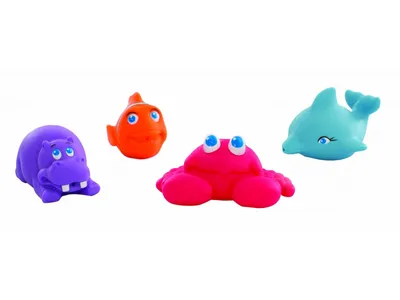 Produktbild von Playgro Badespielzeug Meerestiere, 4er Set, 5x5 cm, für Babys ab 6 Monaten