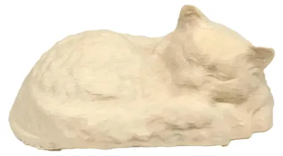 Schlafende Katze aus Holz, handgeschnitzt, 8 cm, natur