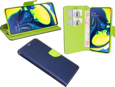 Zdjęcie produktu dla cofi1453® Etui Book "Fancy" kompatybilne z SAMSUNG GALAXY A80 (A805F) etui na telefon z funkcją podstawki, miejsce na karty niebiesko-zielone