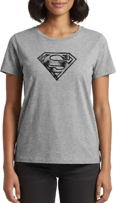 Produktbild von Spreadshirt DC Comics Superman Logo Gezeichnet Frauen Premium T-Shirt, 5XL, Grau meliert