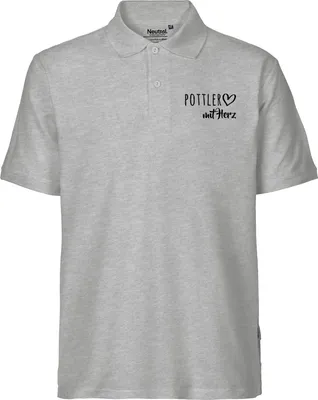 Produktbild von Huuraa Herren Polo Shirt Pottler mit Herz M Sport Grey Bio Baumwolle Fairtrade Poloshirt Geschenkidee