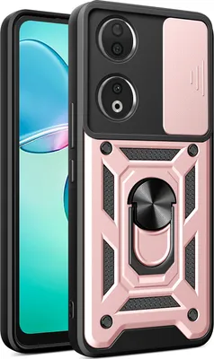 Produktbild von Hülle für Honor 90 mit Ring Ständer Halter Dia Kameraschutz TPU PC Hybrid Handyhülle Roségold