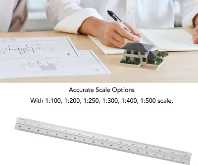 Produktbild von Architekturmaßstab Lineal 30 cm Bereich Aluminium Genauige konkave Design Multifunktionales Dreiecksabbau für Engineering Silber