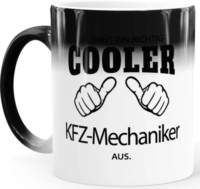 Produktbild von Zaubertasse Farbwechsel Tasse So sieht ein richtig ein richtig cooler KFZ-Mechaniker aus Geschenk-Idee Berufe Hobby Kollegen MoonWorks® weiß Magic-Tasse