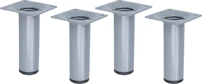 Produktbild von Couchfüße 4er Set Möbelfüße klassisch Silber Rund ø 30mm Möbelbeine Tischbeine Bettstützen 100mm