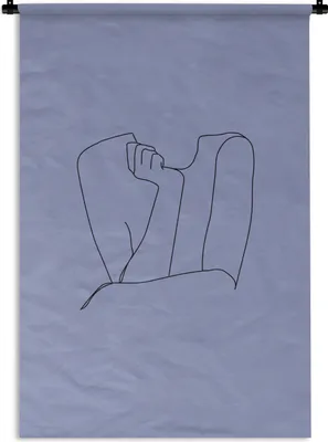 Produktbild von MuchoWow® Wandteppich Wandbehang Strichzeichnung - Frau - Lila 60x90 cm Tapisserie Dekoration Wandtuch - Foto-Teppich - Abwaschbar