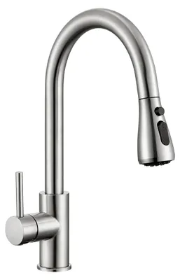 Produktbild von Küchenarmatur mit 3 Funktionen, Ausziehbare Spülbrause, 360° Schwenkbar, Edelstahl Hochdruck-Wasserhahn mit Hohem Auslauf