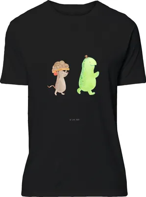 Produktbild von Mr. & Mrs. Panda Tshirt Schildkröte Maus - Schwarz - Geschenk, T-Shirt mit Spruch, S, oberteil, Freunde, Fröhlich, Hilfe, Jersey-Shirt