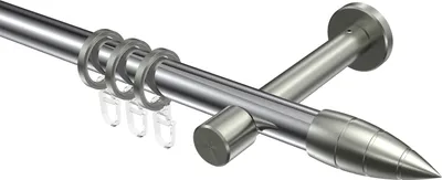 Produktbild von Interdeco Gardinenstange / Vorhangstange Chrom / Edelstahl-Optik, Typ Prestige Samanto (Rillenpatrone), 20 mm Ø 1-läufig, 160 cm