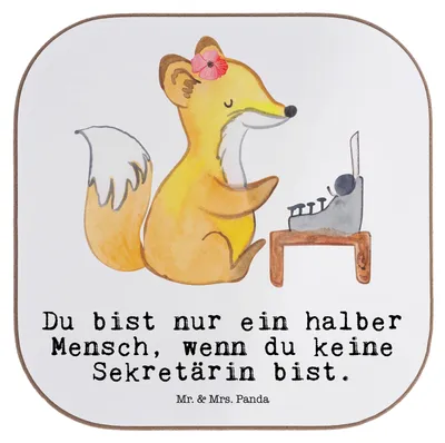 Produktbild von Mr. & Mrs. Panda Tassenuntersetzer Sekretärin Herz - Weiß - Geschenk, Tischuntersetzer, Coaster, Untersetzer für Gläser, gläseruntersetzer, Tassen