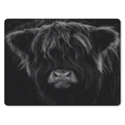 Produktbild von MuchoWow® Mauspad Mousepad Schottischer Highlander - Kuh - Porträt - Tiere - Schwarz - Weiß 40x30 cm - Mousepads - Maus Mat - Pad - Mausunterlage - Anti Rutsch