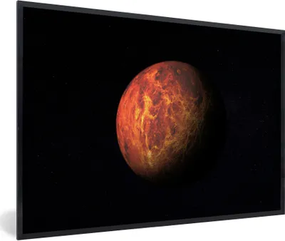 Produktbild von MuchoWow® Gerahmtes Poster Der rote Planet Mars vor einem schwarzen Hintergrund 90x60 cm - Poster mit Schwarzem Bilderrahmen Wandposter Rahmen Foto Bilder - Fotorahmen - Foto-Plakat