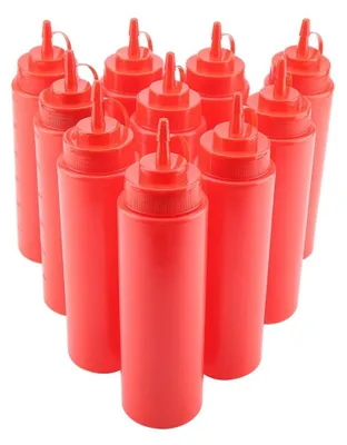 Productafbeelding van Quetschfles 720 ml - Kruidenfles - Saucierfles - Kunststof - 10 stuks - Antilek-deksel - Saucierfles