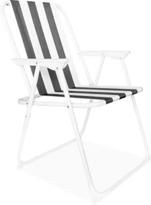 Produktbild von Linder Exclusiv Campingstuhl PO2600SA Grau mit Streifen, bis 120kg belastbar, Klappstuhl, Angel, Angler, Strand Stuhl faltbar Outdoor
