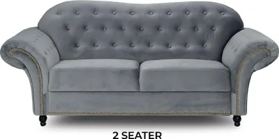 Obrázek produktu pro Pohovka Chesterfield látka šedá Pohovky do obývacího pokoje Čalounění sedačky nábytek