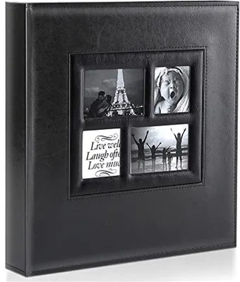 Zdjęcie produktu dla Album w stylu vintage – na 500 zdjęć – czarny – skóra – 10 x 15 cm