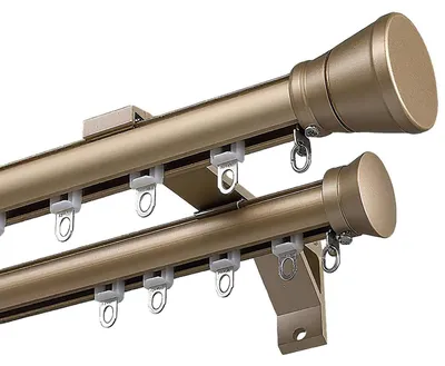 Zdjęcie produktu dla Podwójna szyna karniszowa aluminiowa, montaż ścienny, do ciężkich zasłon, długość 5,40 m, kolor złoty