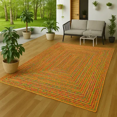 Produktbild von Naturfaser Teppich Handgefertigt Jute Salsa Bunt, Größe:160x230 cm