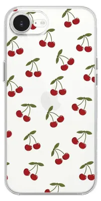 Produktbild von Flexible Hülle für das iPhone 16e, Kameraschutz, TPU Silikon transparent, kleine Kirschen