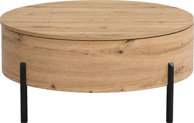 Produktbild von Couchtisch mit drehbarer Tischplatte & Stauraum - MDF - Holzfarben - YEMELIA