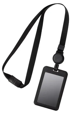 Productafbeelding van Identiteitskaarthouder met Uittrekbaar Lanyard, Verticaal, Zwart, 1 Set