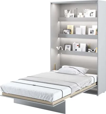 Produktbild von Furniture24 Schrankbett Bed Concept Lenart, Wandklappbett mit Lattenrost, V-Bett, Wandbett Bettschrank Schrank mit integriertem Klappbett Funktionsbett BC-02, 120 x 200 cm, Grau/Grau, Vertical