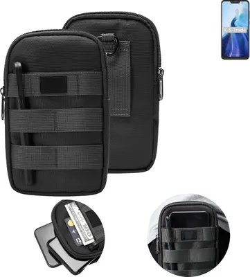 Produktbild von K-S-Trade Holster Gürtel Tasche kompatibel mit Cubot C20 Handy Tasche Schutz Hülle dunkel-grau viele Fächer, 1x