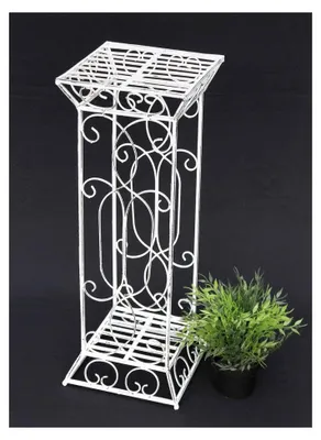 Produktbild von Blumenhocker Metall Weiß Eckig 63 cm Blumenständer Blumensäule