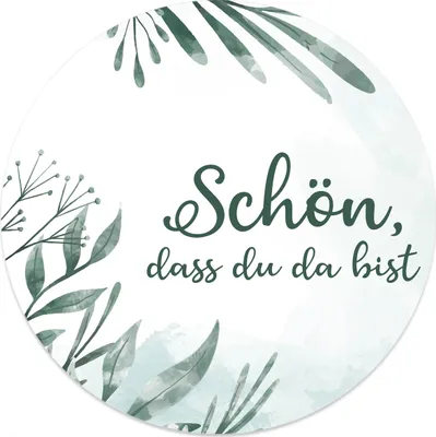 Produktbild von MAVANTO® 20x Schön dass du da bist Aufkleber 4,5 cm rund - Hochzeit Sticker ideal für Gastgeschenk in vielen schönen Designs (Blütenstrauch)