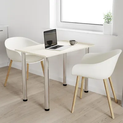 Image de AKKE Table de cuisine vanille avec pieds chromés LxlxH : 100x60x74 cm