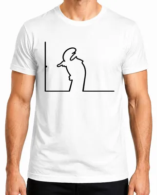 Imagen del producto de Camiseta para hombre, blanca, talla M, con diseño de la línea Balum Strichmännchen de Osvaldo Cavandoli, estilo dibujo animado