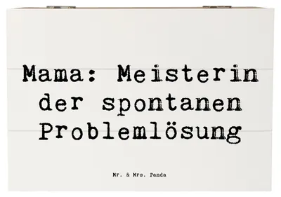 Produktbild von Mr. & Mrs. Panda Geschenkbox Spruch Mama Meisterin 22 x 15 cm - Weiß - Geschenk, Truhe, Zuneigung, Geburtstage, Familienmitglieder, Box, Familienleben, holzkästchen