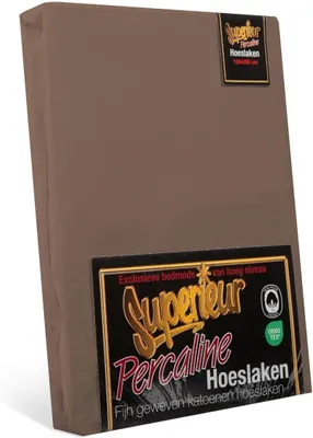 Productafbeelding van Hoeslaken 160x210/220 cm, taupe, 100% katoen, voor matras tot 30 cm