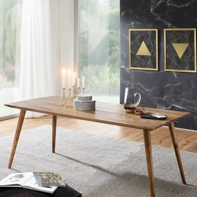 Produktbild von WOHNLING Esszimmertisch REPA 120 x 60 x 76 cm Sheesham rustikal Massiv-Holz Design Landhaus Esstisch Tisch für Esszimmer rechteckig 4 - 6 Personen